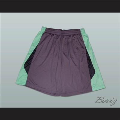 Grey Light Green and Black Basketball Shorts