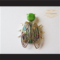 P Middleton Winged Beetle Pendant Sterling Silver .925 with Micro Inlay Stones