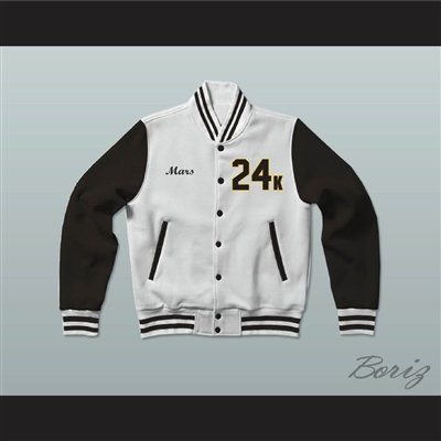 Hooligans 24 K White and Black Varsity Letterman Jacket-Style Sweatshirt