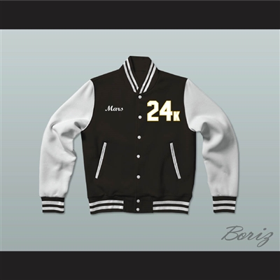 Hooligans 24 K Black and White Varsity Letterman Jacket-Style Sweatshirt