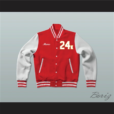 Hooligans 24 K Red and White Varsity Letterman Jacket-Style Sweatshirt