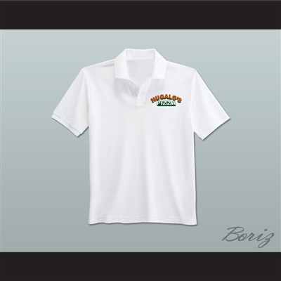 Ricky Bobby Hugalo's Pizza Logo 2 White Polo Shirt