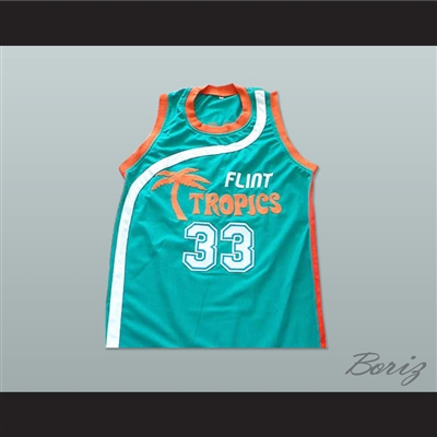 Will Ferrell Flint Tropics 33 Jackie Moon Teal Basketball Jersey Semi Pro