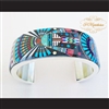 P Middleton Kachina Sun Cuff Bracelet Sterling Silver .925 with Micro Inlay Stones