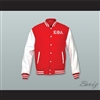 Kappa Phi Lambda Sorority Red Wool and White Lab Leather Varsity Letterman Jacket