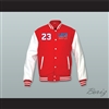 Like Mike 23 Red Wool and White Lab Leather Varsity Letterman Jacket