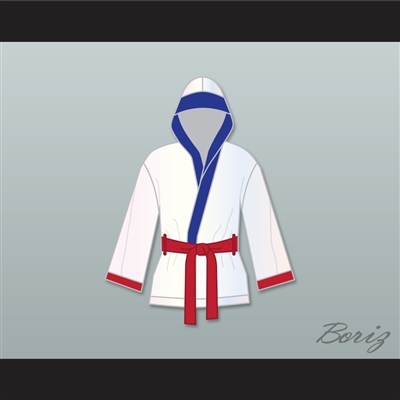 'Irish' Micky Ward White Satin Half Boxing Robe with Hood