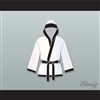 Muhammad Ali White and Black Satin Half Boxing Robe with Hood