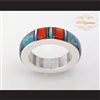 P Middleton Turquoise Multi-Color Micro Inlay Sterling Silver .925 Band Ring