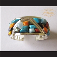 P Middleton Mutiple Stone Cuff Bracelet Sterling Silver .925