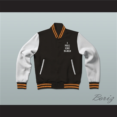 Pablo Escobar I Feel Like Pablo Black/White/Orange Varsity Letterman Jacket-Style Sweatshirt