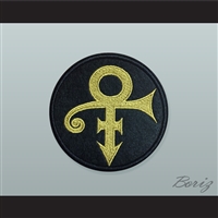 Set of 5 Prince Symbol Gold/Black Circle Embroidered Patches