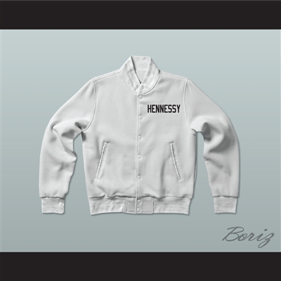 Shook Ones 95 Hennessy Queens Bridge White Varsity Letterman Jacket-Style Sweatshirt