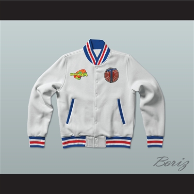 Michael Jordan Space Jam Tune Squad White Letterman Jacket-Style Sweatshirt