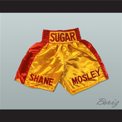 Sugar Shane Mosley Gold and Red Boxing Shorts