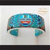 P Middleton Sun Face Cuff Bracelet Sterling Silver .925 Micro Inlay Stones