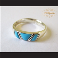 P Middleton Triple Turquoise Ring Sterling Silver .925