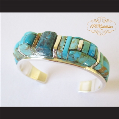 P Middleton Turquoise Cuff Bracelet Sterling Silver .925