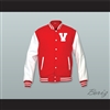 Vanderbilt Muskrats High School Red Wool and White Lab Leather Varsity Letterman Jacket