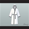 Viktor Drago White and Gray Satin Full Boxing Robe with Hood Creed II