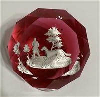 Antique Baccarat Hunter & Dog Sulphide - Red