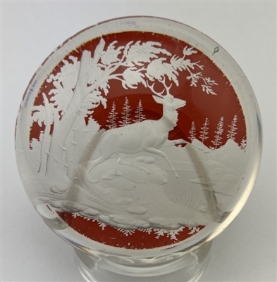 Bohemian Ruby-stained Engraved Stag