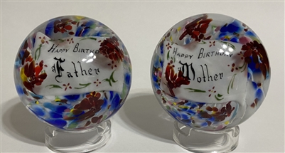 Pair of Degenhart Happy Birthday Paperweights