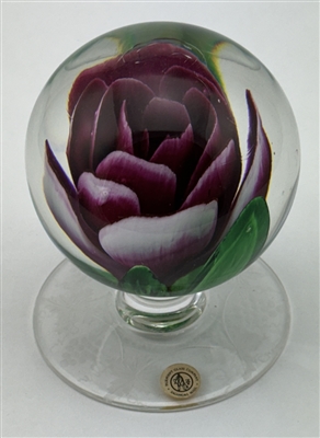 Bryden Pairpoint Pedestal Crimp Rose Paperweight