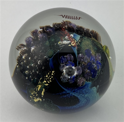 1991 Josh Simpson Inhabited Planet Paperweight