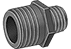 Thick-Wall Black Polypropylene Threaded Pipe Fitting 3/4" MNPT x 1/2" MNPT Pipe Size, Reducing Hex Nipple, Schedule 80