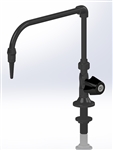 Laboratory Goosneck Faucet, Deck Mount, w/ Duraline Control Valve, Swivel Union 360 Deg Rotation, Removable Barb Tip (leaves 1/4" Fem NPT Outlet when removed), 12" Throat Swing Dimension, Right Handle, 3/8" Female NPT Inlet, PVC