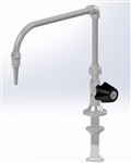 Natural Polypro Laboratory Gooseneck Faucet, Deck Mount, w/ Duraline Control Valve, Swivel Union 360 Deg Rotation, Removable Barb Tip (leaves 1/4" Fem NPT Outlet when removed), 12" Throat Swing Dimension, Right Handle, 3/8" Female NPT Inlet