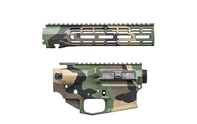 AERO PRECISION M4E1 BUILDER SET M81 WOODLAND CAMO BUILDER SET W/ ATLAS R-ONE 9" MLOK RAIL