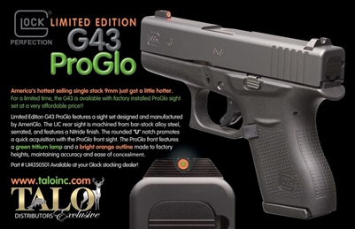 GLOCK 43 TALO EXCLUSIVE PROGLO NIGHT SIGHTS