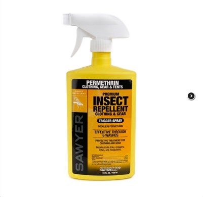 SAWYER PERMETHRIN PREMIUM INSECT REPELLENT 24 OZ TRIGGER SPRAYER FOR CLOTHING, GEAR, & TENTS