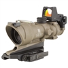 TRIJICON ACOG 4x32 BAC ECOS RIFLESCOPE WITH RMR -5.56 RETICLE BACK UP IRON SIGHTS, BOBRO QD MOUNT - FDE CERAKOTE