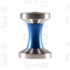 FANTASY COFFEE TAMPER, BLUE HANDLE WITHT DOUBLE DIAMETER 58/53 S. STEEL CONVEX