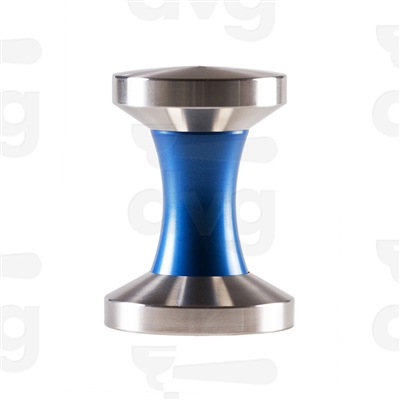 FANTASY COFFEE TAMPER, BLUE HANDLE WITHT DOUBLE DIAMETER 58/53 S. STEEL CONVEX