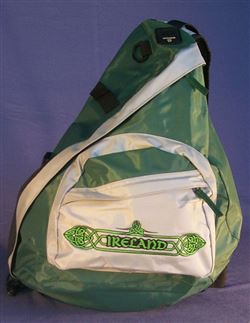 Ireland sling bag backpack, green embroidered