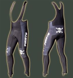 Pirate Long Black Winter warm Bib Cycling tights skull bones Roubaix