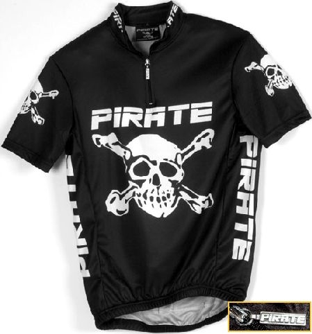 Pirate Cycling Jersey BLACK Short Sleeve, XS-4XL