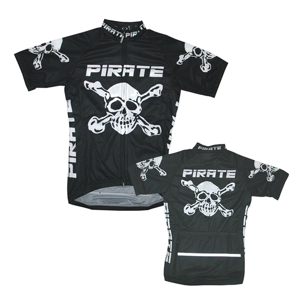 Pirate Cycling Jersey BLACK Short Sleeve, XS-4XL