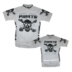Pirate Cycling Woman's Cut Jersey WHITE Short-Sleeve