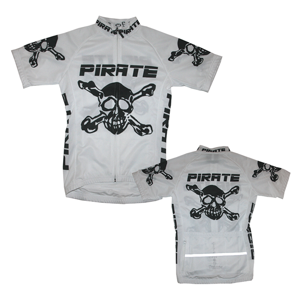 Pirate Cycling Woman's Cut Jersey WHITE Short-Sleeve