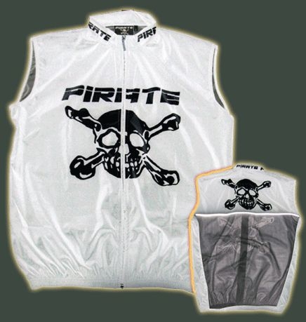 Pirate White Cycling Skull Bones Wind Vest