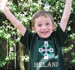 Children's Youth Kids Ireland embroidered Crew T-Shirt, Forest Green