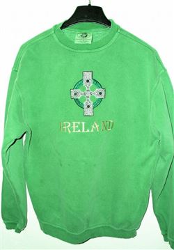 CLOSE OUT! Ireland embroidered Crew Sweatshirt, Clover Green