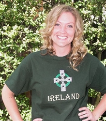 Adult's Ireland embroidered Crew T-Shirt, Forest Green