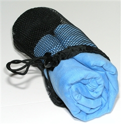 Ultra Microfiber Swim Towel Chamois in mesh bag, light blue