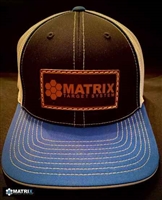 MATRIX ROYAL BLUE, BLACK & WHITE WITH LEATHER PATCH LOGO HAT